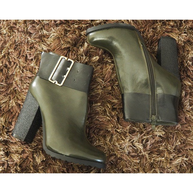 Elegantní Boty S Přezkou Na Sloupek 1742 Khaki černý 1