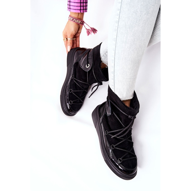 PF1 Teplé semišové sněhule Black Clarem černá 2