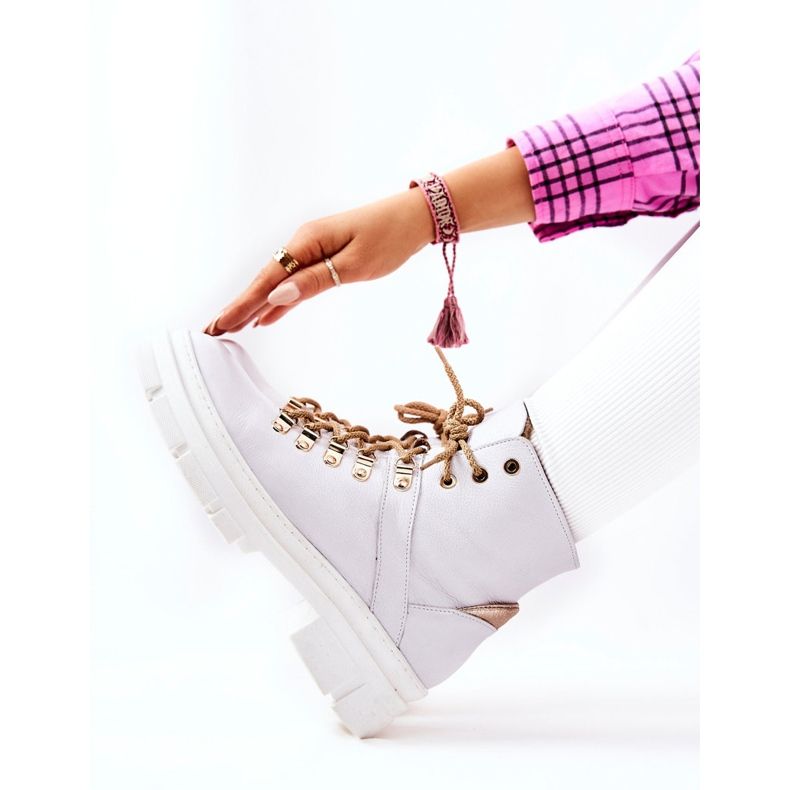 PF1 Bílé kožené zateplené boty Brescia bílý 2