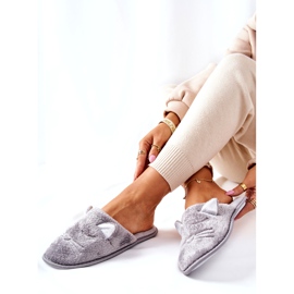 PE1 Lesklé kotěcí pantofle s šedýma ušima Kaisy šedá 4