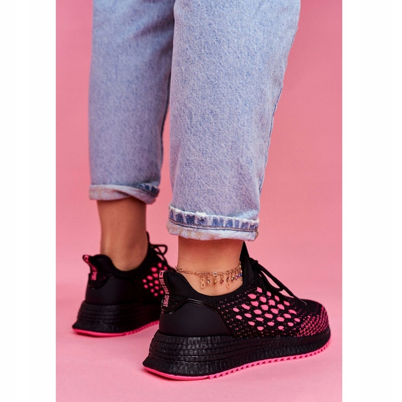Dámské sportovní boty Tenisky Big Star Black Fuchsia FF274964 černá růžový 4