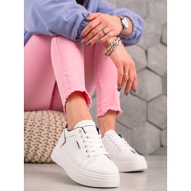 Ideal Shoes Bílé tenisky z eko kůže bílý černý 2