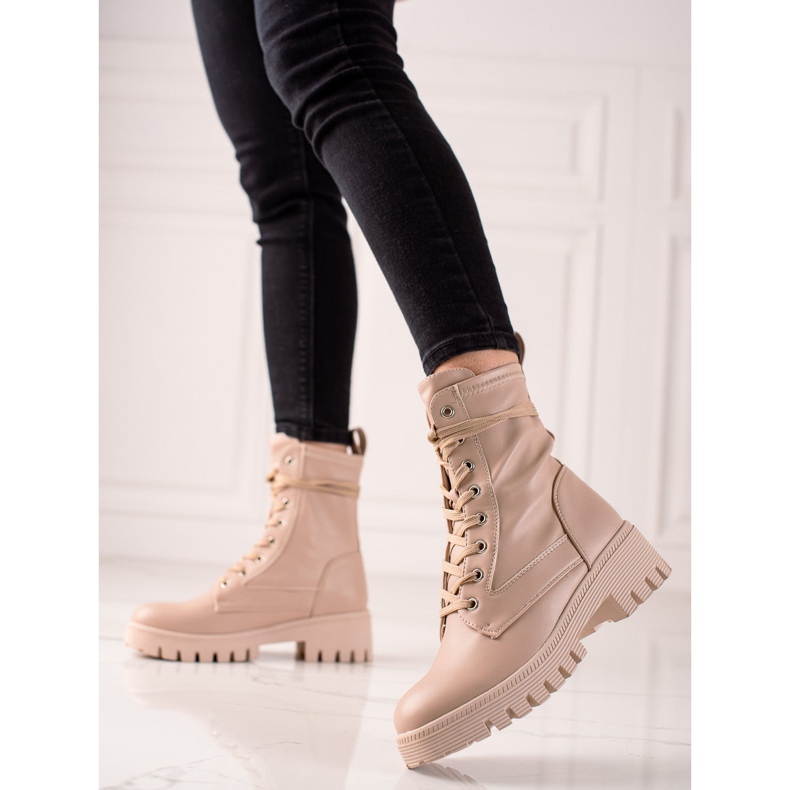 Diamantique Klasické šněrované trapery béžový 1 Diamantique Klasické šněrované trapery béžový 1