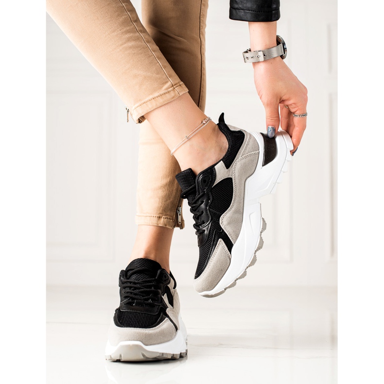 Sweet Shoes Šedé a černé tenisky černá šedá 2