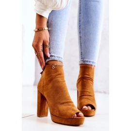 WS1 Boty Na Baru Otevřené Prsty Camel Adore oranžový 2