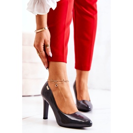 Sergio Leone Dámské lodičky lakované na podpatku tmavě šedé Campbell šedá 1