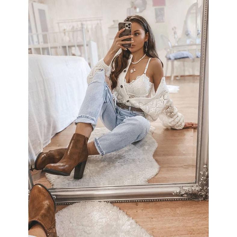 Hnědé kotníkové boty na sloupku Zahara hnědý 1