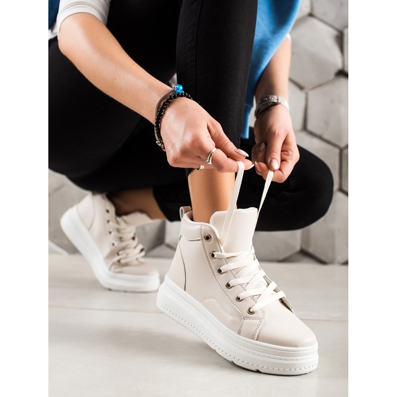 Renda Vysoké Tenisky S Ekokůží béžový 1