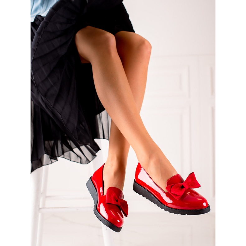 La.Fi Lakované boty s mašlí červené 1