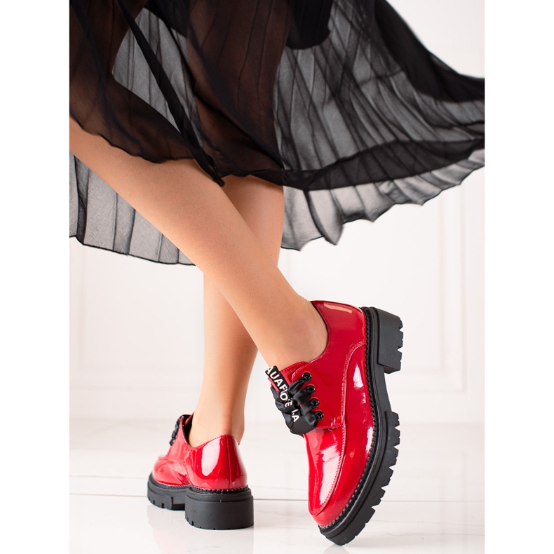 La.Fi Šněrovací módní boty červený 2