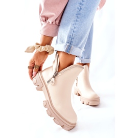 FI1 Dámské kotníkové boty s výřezy v béžovém rytmu béžový 1