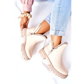 FI1 Dámské kotníkové boty s výřezy v béžovém rytmu béžový 4