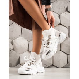 TRENDI Módní tenisky bílý stříbro šedá 1