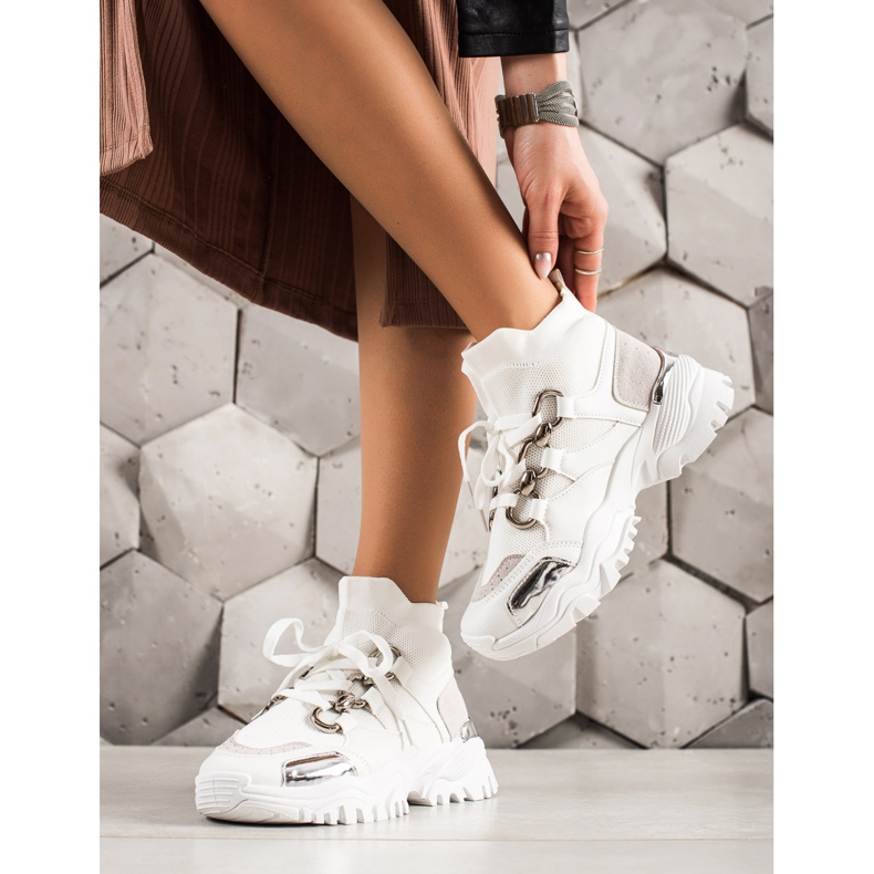 TRENDI Módní tenisky bílý stříbro šedá 1