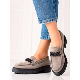 Šedé semišové mokasíny LA.FI černá šedá 1