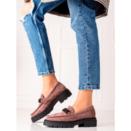 LA.FI Hnědé semišové mokasíny hnědý černý 1