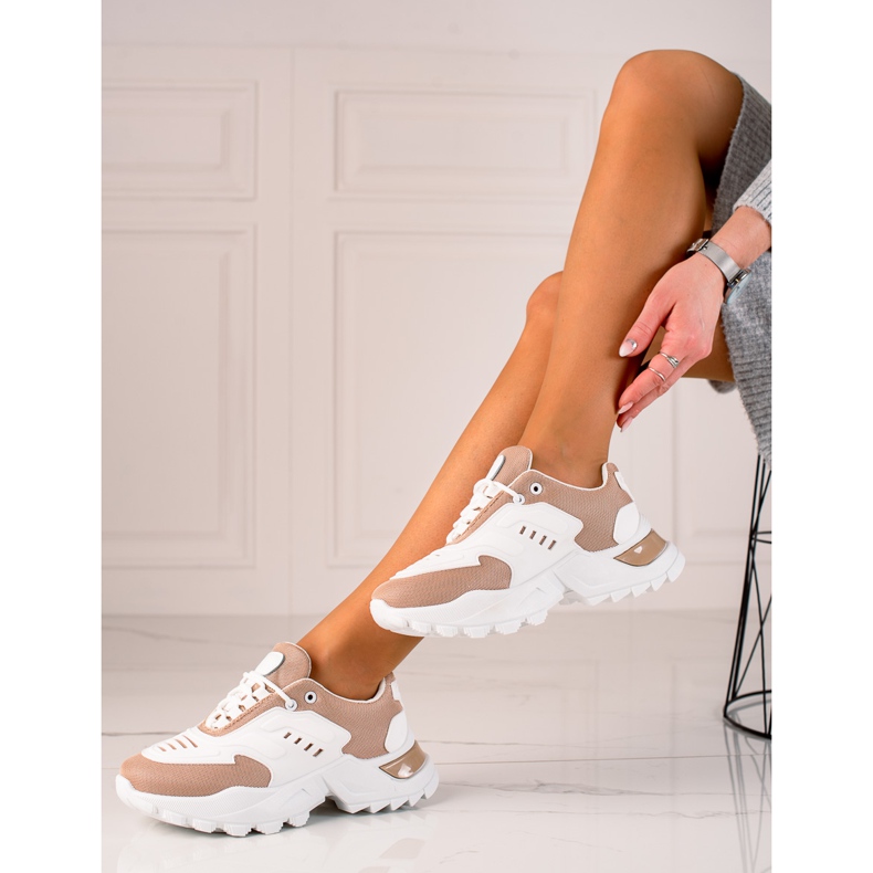 TRENDI Tenisky se síťovinou béžový bílý 1