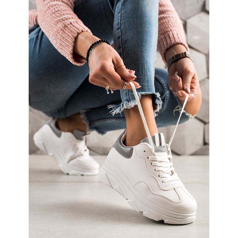 TRENDI Bílé tenisky bílý stříbrný 1