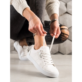 TRENDI Lehká sportovní obuv vyrobená z ekologické kůže bílý stříbrný 1