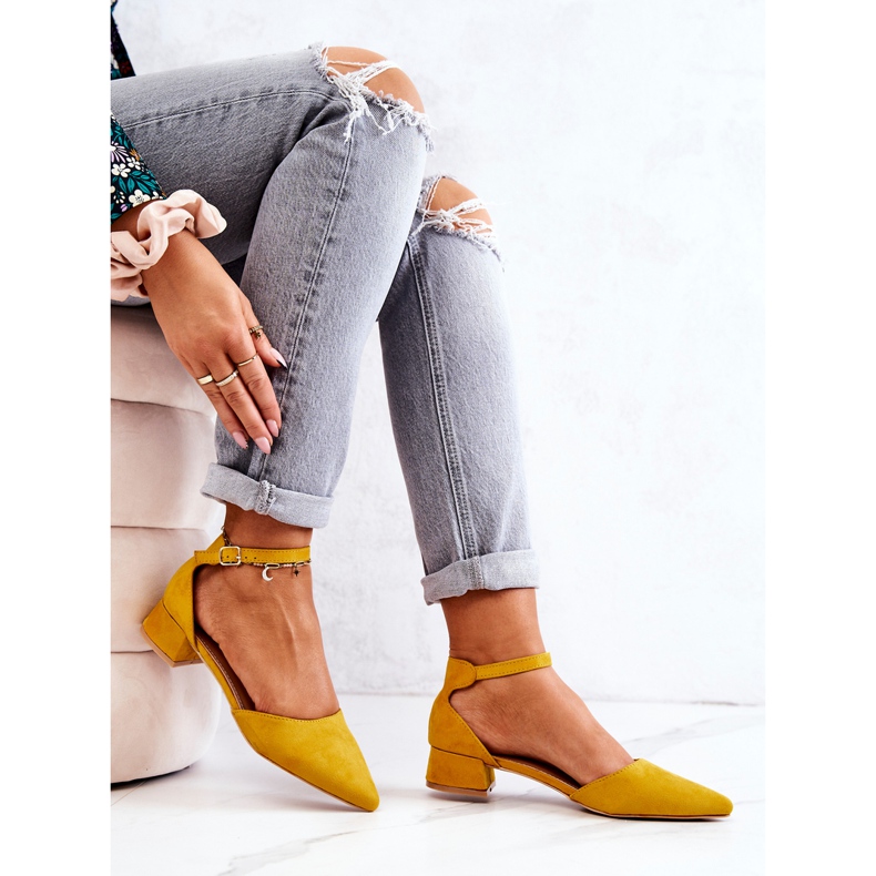 WS1 Semišové Lodičky V Spitz žluté Calliope žlutá 2