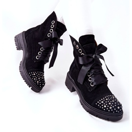 Semišové boty Workery Lewski Shoes Tied 3069 Black černý 2