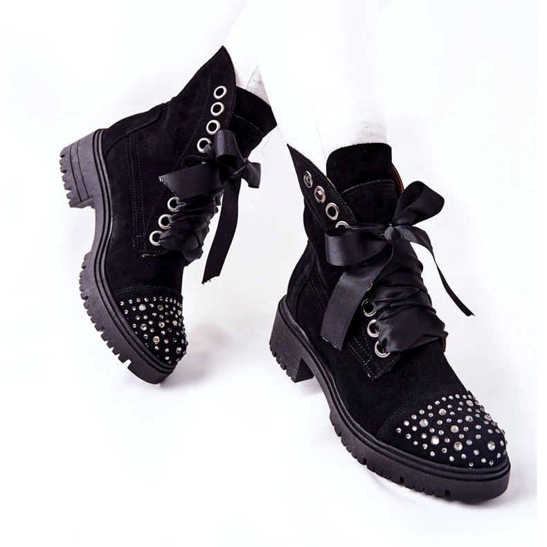 Semišové boty Workery Lewski Shoes Tied 3069 Black černý 2