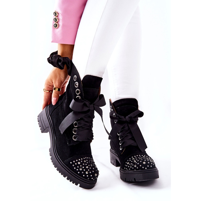 Semišové boty Workery Lewski Shoes Tied 3069 Black černá 3