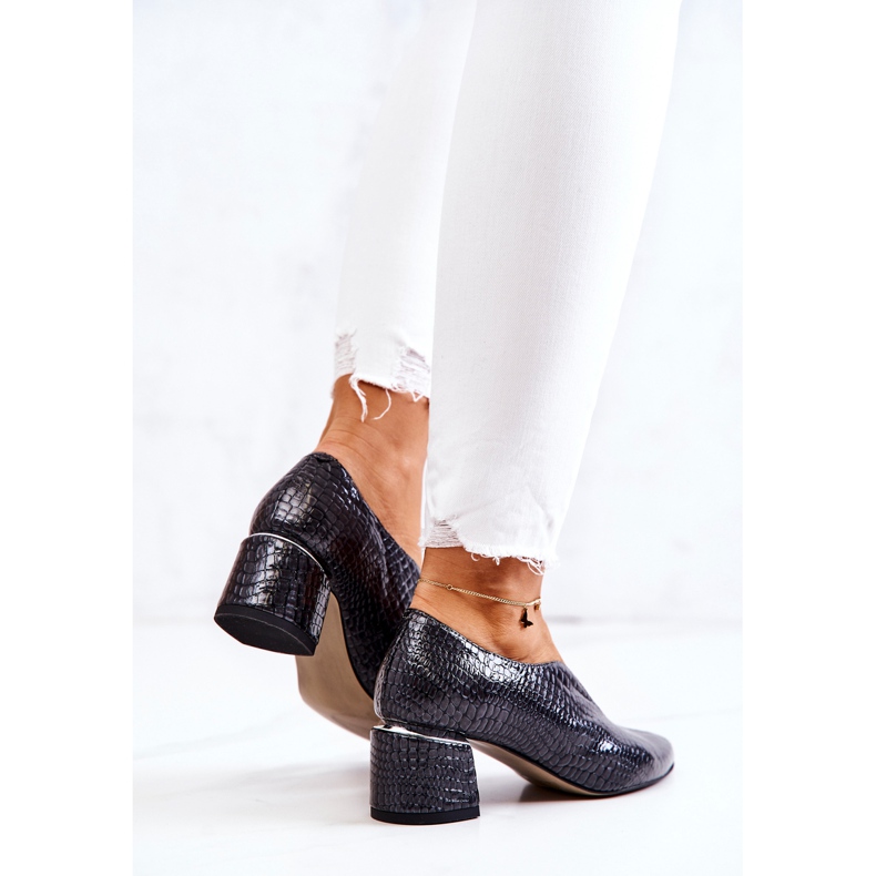 PA2 Kožené lodičky z hadí kůže Alissa tmavě šedá 1