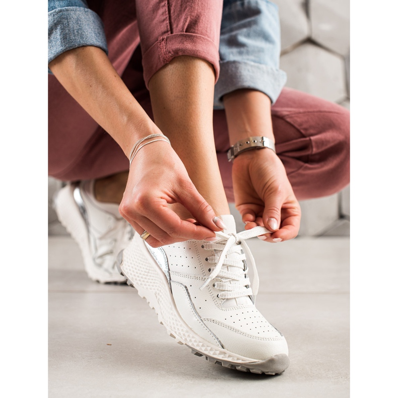 Goodin Stylové kožené tenisky bílý stříbrný 1