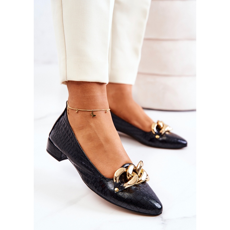 PA2 Kožené lodičky Snake Black Elissabeth černý 1