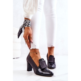 PA2 Semišové lodičky z hadí kůže Šedá Kathleen 2