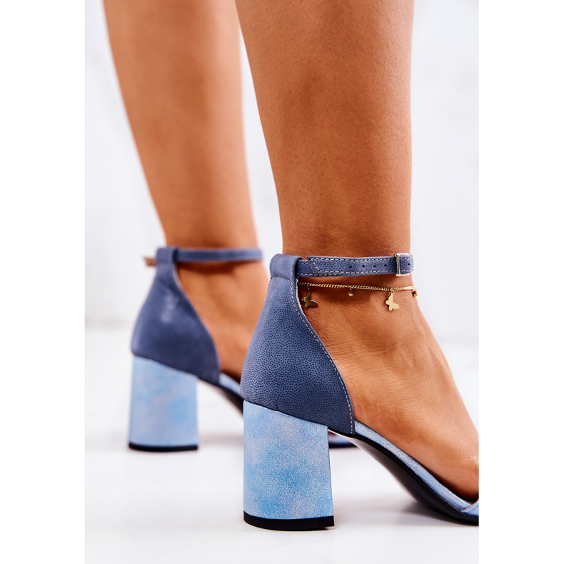 PA2 Kožené Sandály Na Modrém Lorene Baru modrý 1