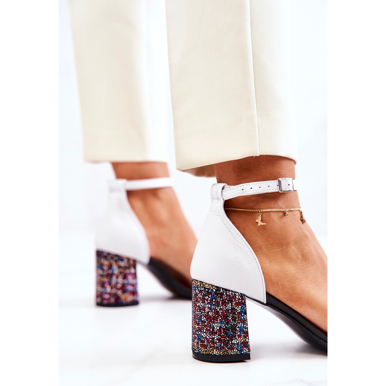 PA2 Kožené Sandály Na černé A Bílé Lorene Bar bílý černá vícebarevný 1