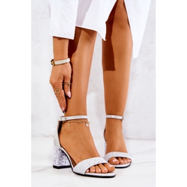 PA2 Kožené Sandály Na Stříbrné Lorene Bar stříbrný šedá 1