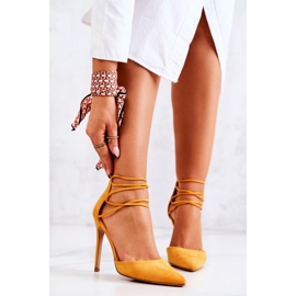 PS1 Elegantní semišové žluté vysoké podpatky Loveth žlutá 2