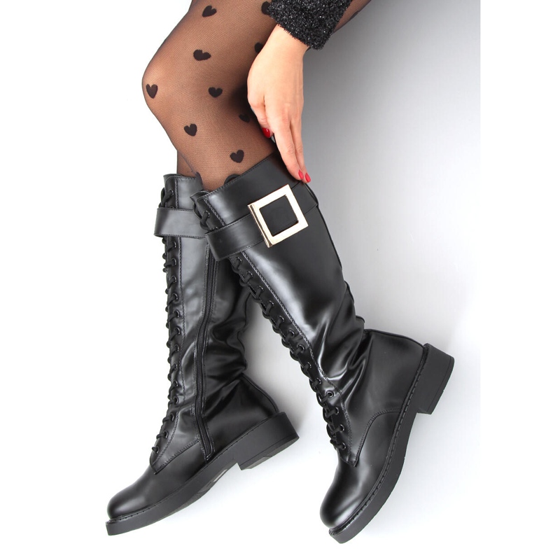 Šněrovací kozačky Naomi Black černý 2