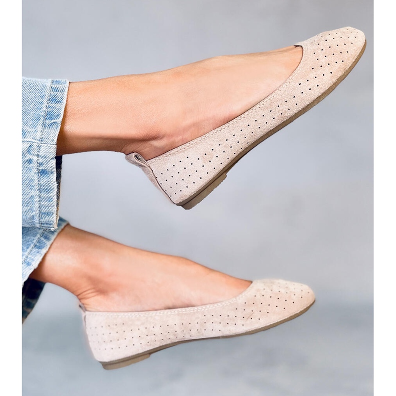 Prolamované baleríny Ameli Beige béžový 1