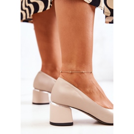 PA2 Kožené Lodičky Špička V Spitz Béžové Marilyn béžový 1