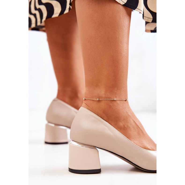 PA2 Kožené Lodičky Špička V Spitz Béžové Marilyn béžový 1