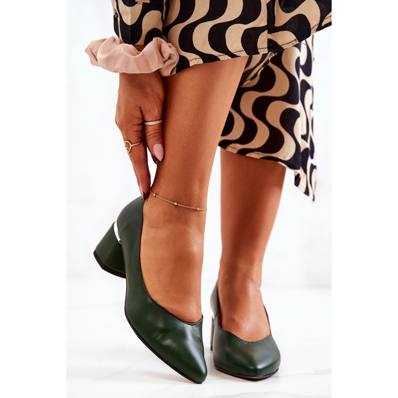 PA2 Kožené lodičky špička ve špic zelené Marilyn zelená 1
