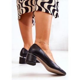 Kožené lodičky špička ve špici černé Marilyn černá 1