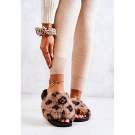 PM1 Pantofle S kožíškem, Guma Leopardí Hnědá Noelle béžový hnědý 2