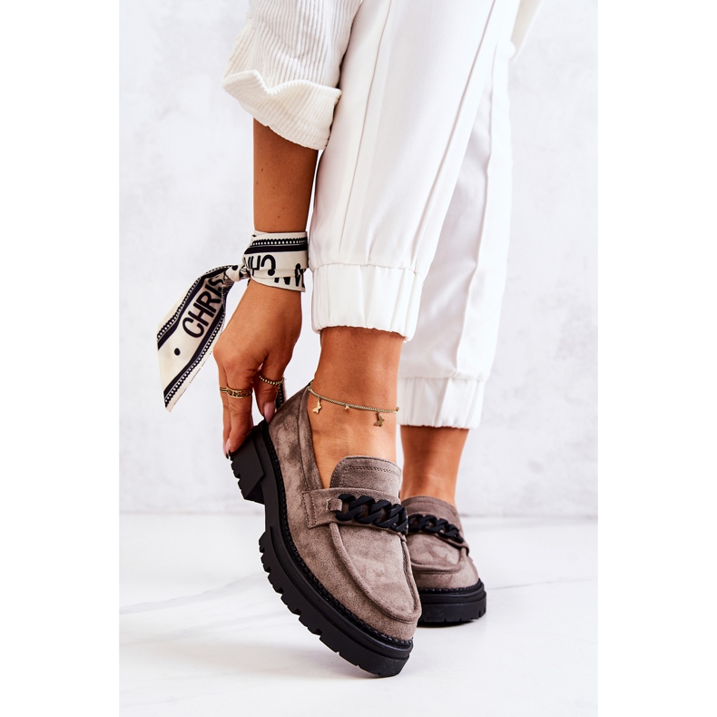 PL5 Mokasíny Suede Mokasíny La.Fi Šedá Safíra béžový 2