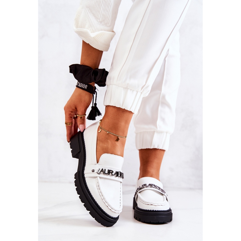 PL5 Kožené mokasíny Letters La.Fi White Jenefer bílý 2