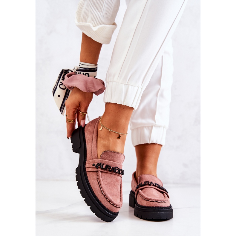 PL5 Suede Loafers Letters La.Fi Dirty Pink Jenefer růžový 2