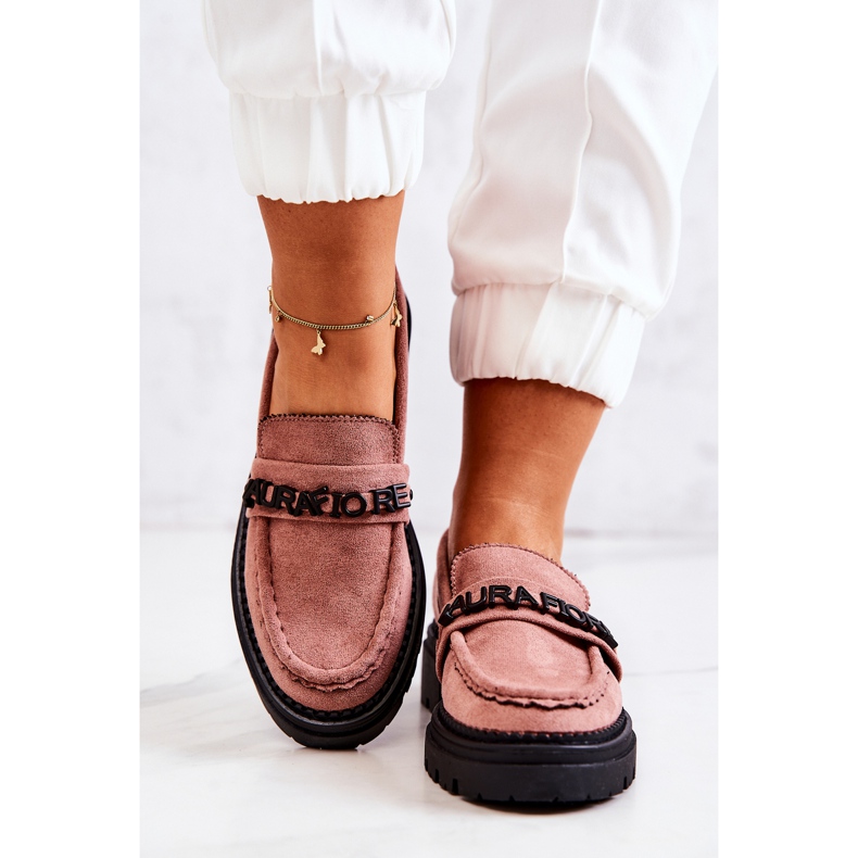 PL5 Suede Loafers Letters La.Fi Dirty Pink Jenefer růžový 1