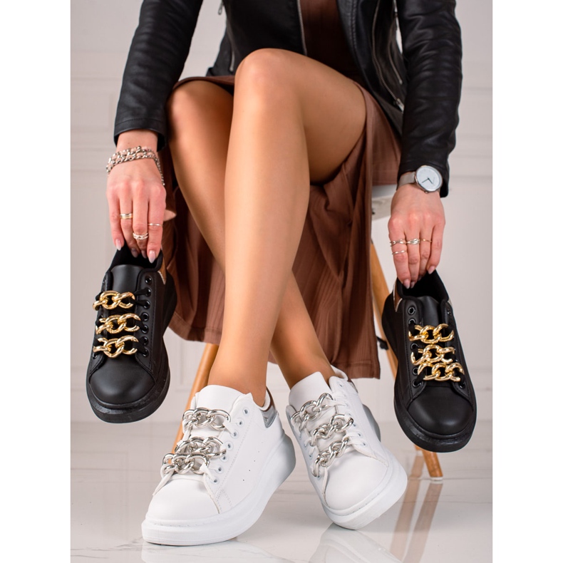 TRENDI Módní Sneaks S řetězem bílý 1