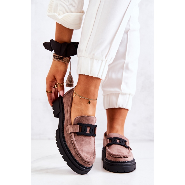 PL5 Semišové mokasíny s ozdobou La.Fi Cappucino Laurene hnědý 2