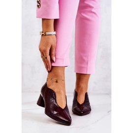 PA2 Kožené lodičky z hadí kůže Burgundsko Alissa červené vícebarevný 1