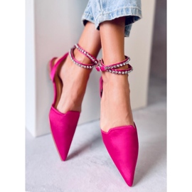 Elegantní baleríny s kamínky Dust Fuchsia růžový 1